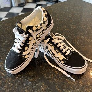 Vans old skool checkered black and white skate shoes sneakers